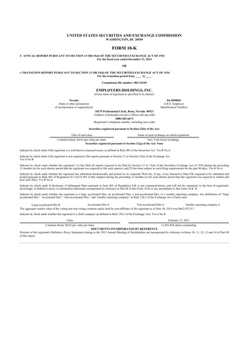 Thumbnail Employers Holdings 10-K Annual Report 2014