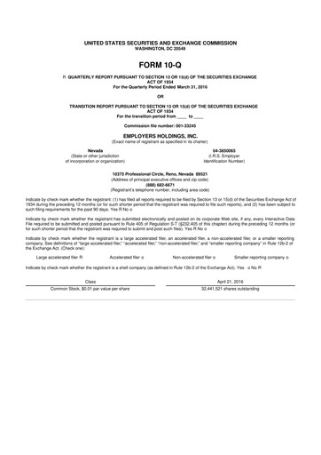 Vorschaubild Employers Holdings 10-Q Quartalsbericht 2016 