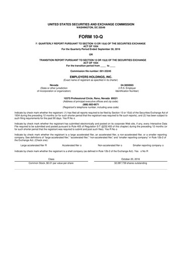 Vorschaubild Employers Holdings 10-Q Quartalsbericht 2016 