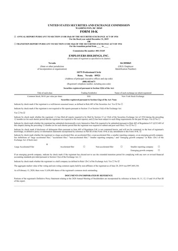 Thumbnail Employers Holdings 10-K Annual Report 2019