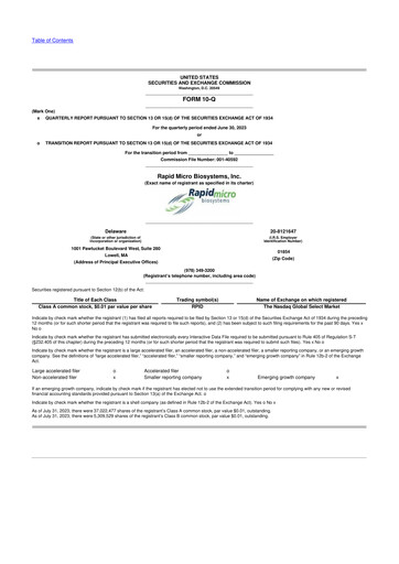 Miniature Rapid Micro Biosystems 10-Q Rapport trimestriel 2023 
