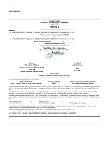 Miniature Rapid Micro Biosystems 10-Q Rapport trimestriel 2023 