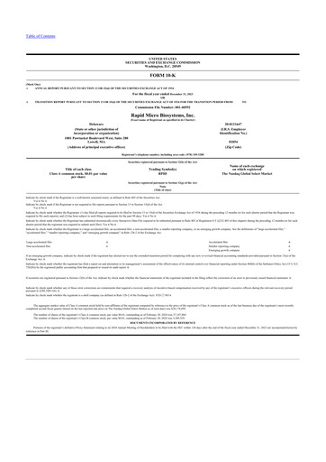 Miniature Rapid Micro Biosystems 10-K Rapport annuel 2023