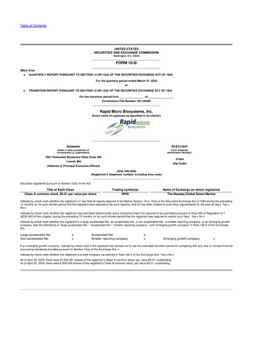 Miniature Rapid Micro Biosystems 10-Q Rapport trimestriel 2024 