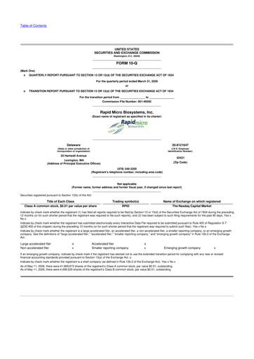 Thumbnail Rapid Micro Biosystems 10-Q Quarterly Report FY 