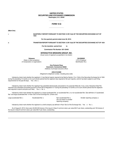 Thumbnail Interactive Brokers
 10-Q Quarterly Report FY 