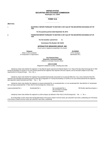 Thumbnail Interactive Brokers
 10-Q Quarterly Report FY2010 