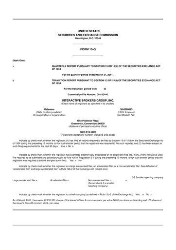 Thumbnail Interactive Brokers
 10-Q Quarterly Report FY2011 