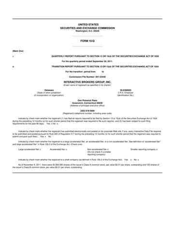 Thumbnail Interactive Brokers
 10-Q Quarterly Report FY2011 