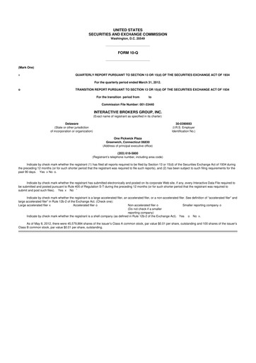 Thumbnail Interactive Brokers
 10-Q Quarterly Report FY2012 