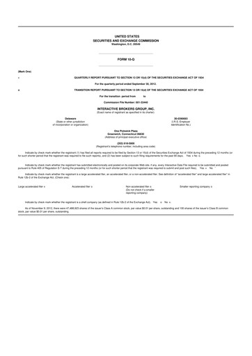 Thumbnail Interactive Brokers
 10-Q Quarterly Report FY2012 