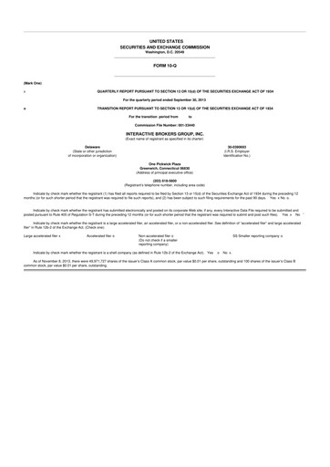 Thumbnail Interactive Brokers
 10-Q Quarterly Report FY 