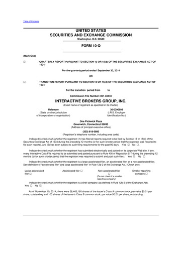 Thumbnail Interactive Brokers
 10-Q Quarterly Report FY2014 