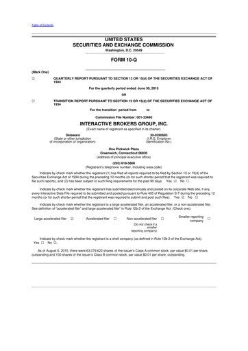 Thumbnail Interactive Brokers
 10-Q Quarterly Report FY2015 