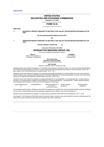 Thumbnail Interactive Brokers
 10-Q Quarterly Report FY2018 