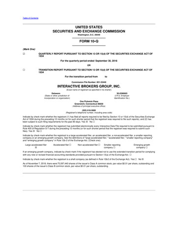 Thumbnail Interactive Brokers
 10-Q Quarterly Report FY2018 