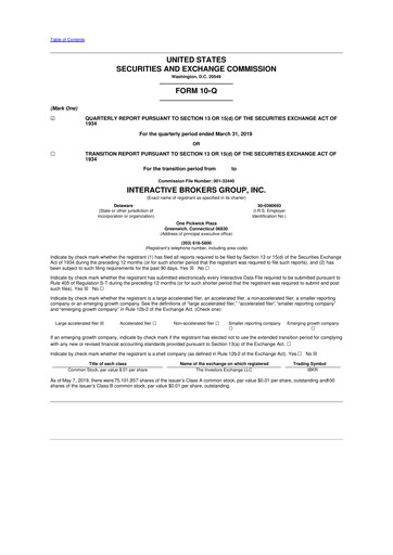 Thumbnail Interactive Brokers
 10-Q Quarterly Report FY2019 