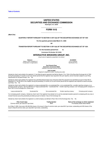 Thumbnail Interactive Brokers
 10-Q Quarterly Report FY 