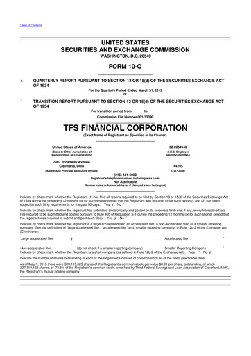 Thumbnail TFS Financial 10-Q Quarterly Report FY2013 