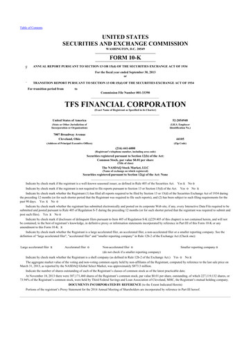 Thumbnail TFS Financial 10-K Annual Report 2013