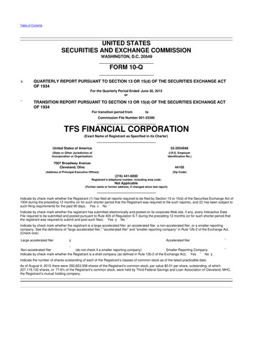 Thumbnail TFS Financial 10-Q Quarterly Report FY2015 