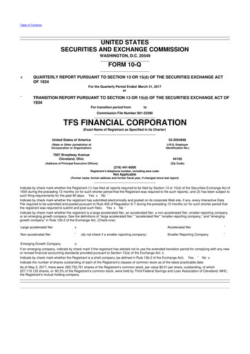 Thumbnail TFS Financial 10-Q Quarterly Report FY2017 