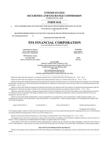 Thumbnail TFS Financial 10-K Annual Report 2018