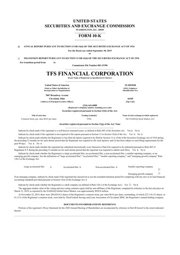 Thumbnail TFS Financial 10-K Annual Report 2019