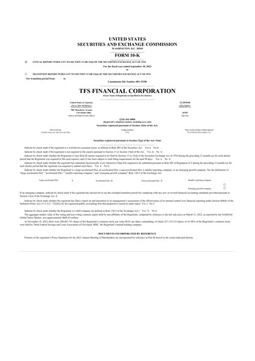 Thumbnail TFS Financial 10-K Annual Report 2022