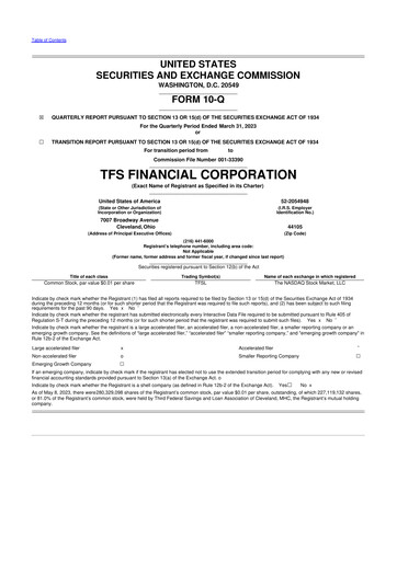 Thumbnail TFS Financial 10-Q Quarterly Report FY2023 