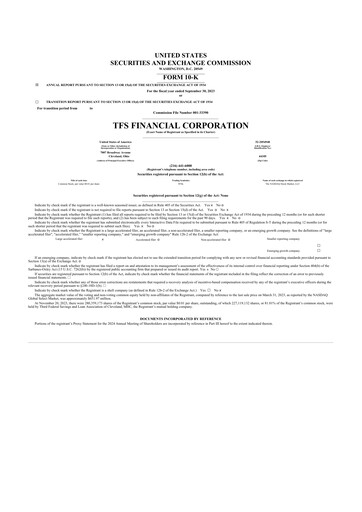 Thumbnail TFS Financial 10-K Annual Report 2023