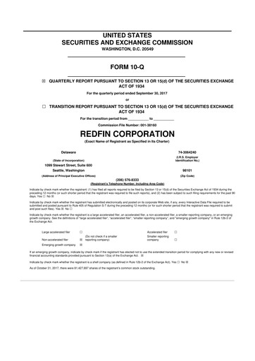 Miniature Redfin 10-Q Rapport trimestriel 2017 