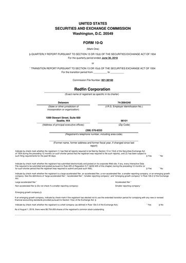 Miniature Redfin 10-Q Rapport trimestriel 2018 