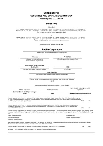 Miniature Redfin 10-Q Rapport trimestriel 2019 