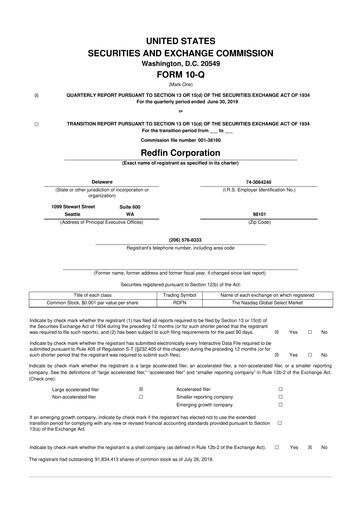 Miniature Redfin 10-Q Rapport trimestriel 2019 