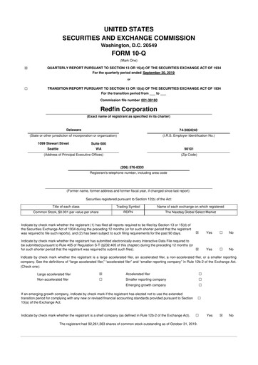 Miniature Redfin 10-Q Rapport trimestriel 2019 