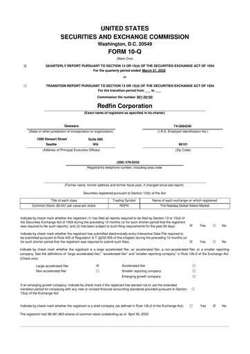 Miniature Redfin 10-Q Rapport trimestriel 2020 