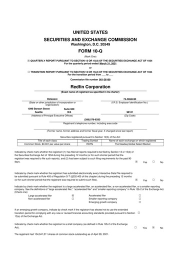 Miniature Redfin 10-Q Rapport trimestriel 2021 