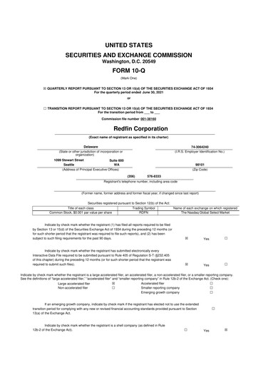 Miniature Redfin 10-Q Rapport trimestriel 2021 