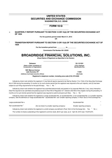 Thumbnail Broadridge Financial Solutions
 10-Q Quarterly Report FY2015 