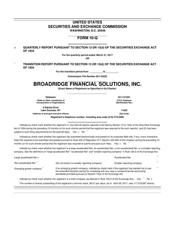 Thumbnail Broadridge Financial Solutions
 10-Q Quarterly Report FY2017 