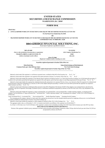 Thumbnail Broadridge Financial Solutions
 10-K Annual Report 2018