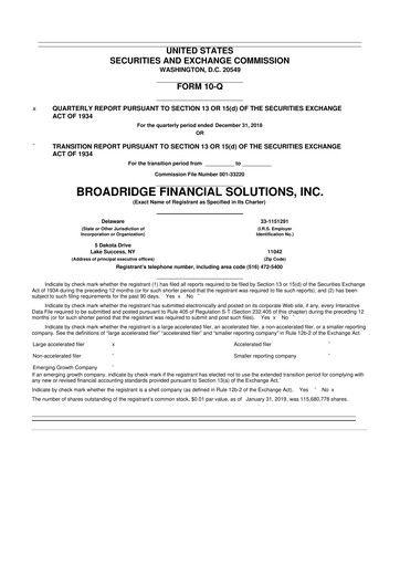 Thumbnail Broadridge Financial Solutions
 10-Q Quarterly Report FY2019 