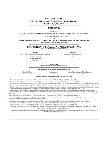 Thumbnail Broadridge Financial Solutions
 10-K Annual Report 2020