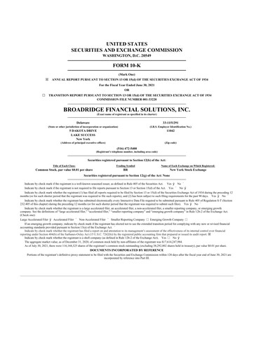 Thumbnail Broadridge Financial Solutions
 10-K Annual Report 2021