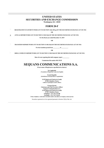 Thumbnail Sequans Communications 20-F Annual Report 2019