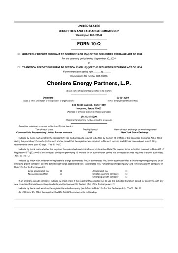 Thumbnail Cheniere Energy
Partners 10-Q Quarterly Report FY2024 