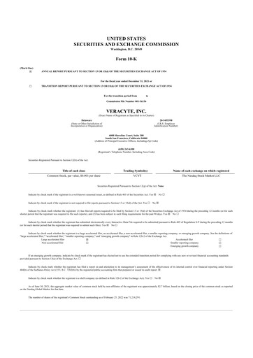 Thumbnail Veracyte 10-K Annual Report 2021