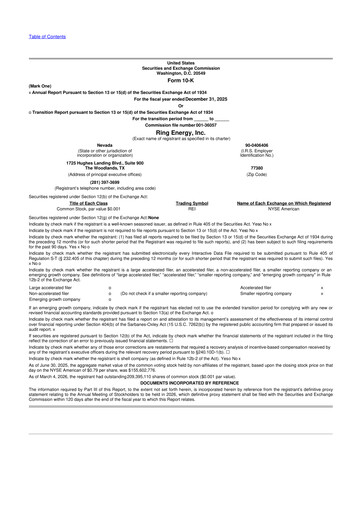 Miniature Ring Energy
 10-K Rapport annuel 2025
