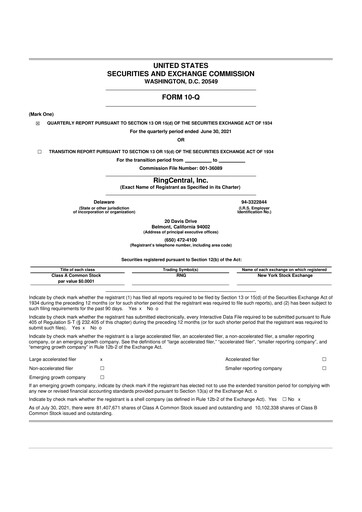 Thumbnail RingCentral
 10-Q Quarterly Report FY 